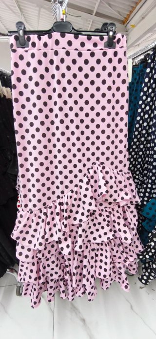 Falda Flamenco Lunares Rosa y Negro