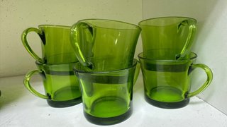 Set 9 Tazas Café Duralex Verde Vintage