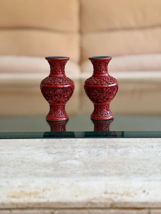Jarrón Chinos Cinabrio Rojo