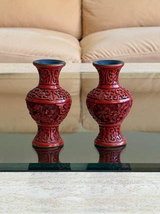 Jarrón Chinos Cinabrio Rojo
