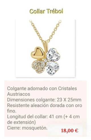 Collar trébol cristal tallado.