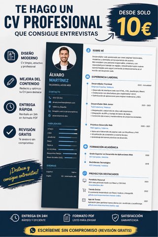 Hago CV profesional +mejora para conseguir trabajo