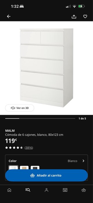 Cómoda 6 cajones Ikea blanca