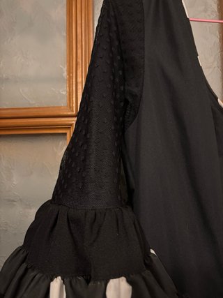 Vestido Flamenca Negro Lunares Blanco Talla M