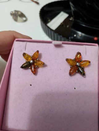 Orecchini Ambra e Argento 925 Vintage