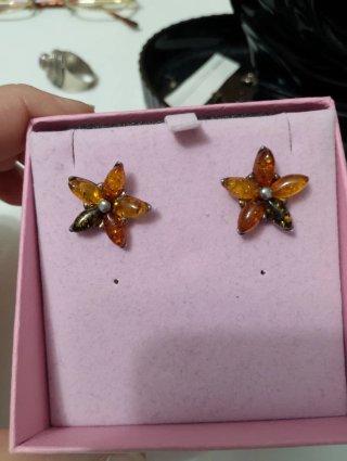 Orecchini Ambra e Argento 925 Vintage