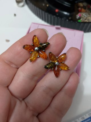 Orecchini Ambra e Argento 925 Vintage