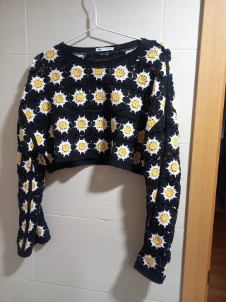 Jersey Zara Crochet Soles Crop Top S