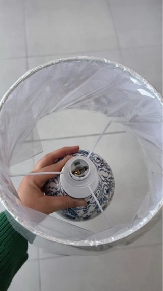 Coppia Lampade Tavolo Ceramica Blu Bianco