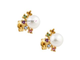 pendientes oro 18k con piedra con circonita