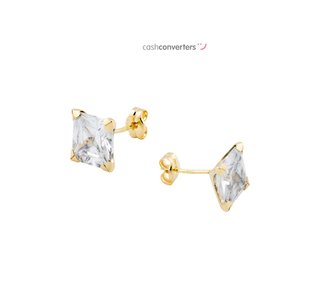 pendientes oro 18k con piedra con circonita