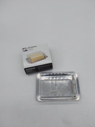APS Fridge Butter Dish - mantequera de acero inoxidable de alta calidad Fabricada en Alemania - duradera e inoxidable 16 x 9,5 x