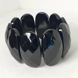 Pulsera elástica de plástico facetadas negra