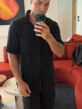 Camisa Zara Resort Negra Hombre