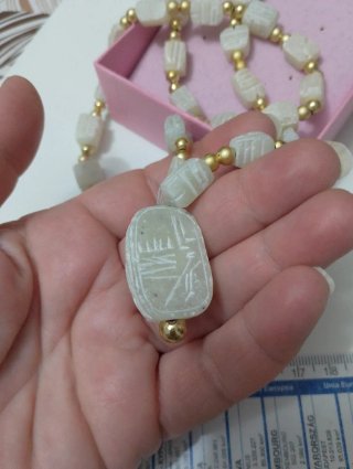 Collana amuleto scarabeo oro bianco