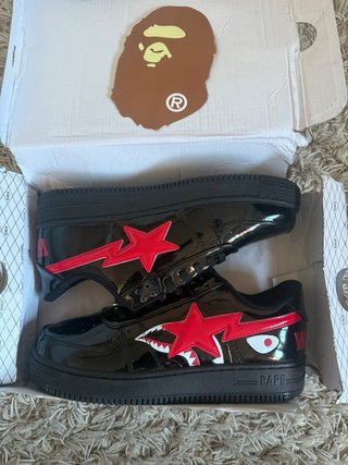 Zapatillas Bapesta Shark Negras Rojas