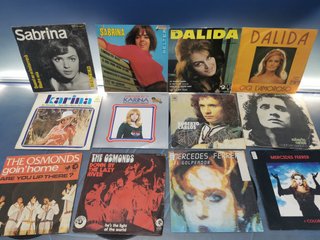 Lote 12 eps, vinilos, discos 7", Sabrina, Karina, Dalida, Roberto Carlos, Mercedes ferrer, The Osmonds