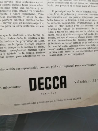 Disco, LP, vinilo, brahms sinfonia nº 1 en do menor op 68-Decca