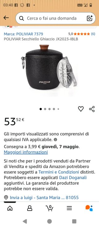Secchiello ghiaccio POLIVIAR con pinza