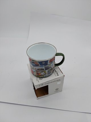 BRISA VW Collection - Volkswagen Taza Grande de Esmalte para cafété o Cappuccino T1-T3 Bus para Camping (500 ml/Sellos/Colorido)