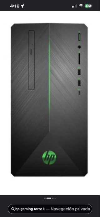 Torre HP Gaming Negra y Verde