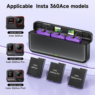 CITYORK Cargador 3 ranuras + 2x2400mAh Insta360