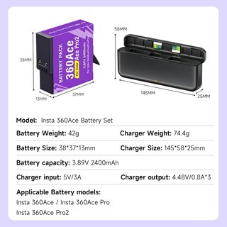 CITYORK Cargador 3 ranuras + 2x2400mAh Insta360