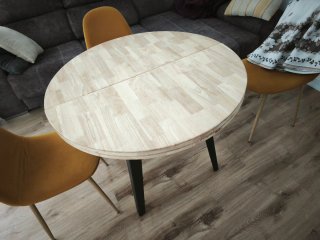 Mesa extensible redonda madera y metal