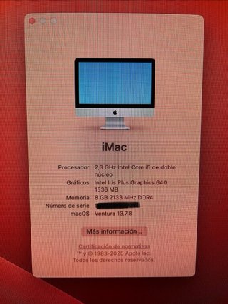 iMac 21,5” 2017 i5 2,3 GHz · 8 GB · 1 TB · Apple