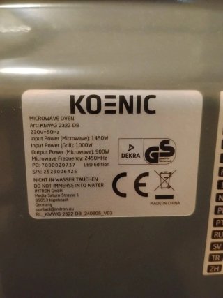 Microondas Negro 23L potencia 900w.(Grande)