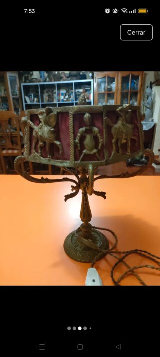 Antigua lámpara de bronce principios s. XX