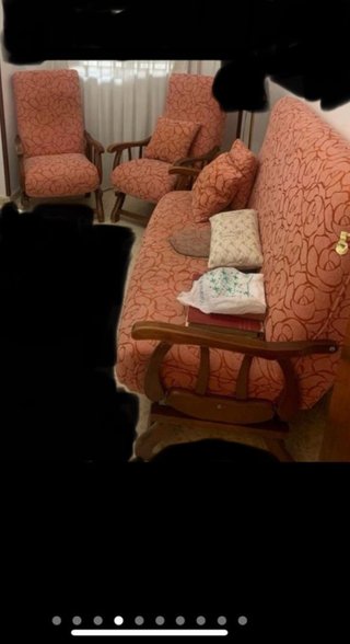 Conjunto de sofás de tela y madera