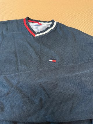 Jersey Tommy Hilfiger Vintage Azul Marino Cuello Pico - Estilo Old Money / Preppy