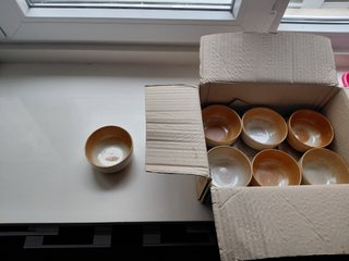 7 Cuencos de cerámica beige y marrón