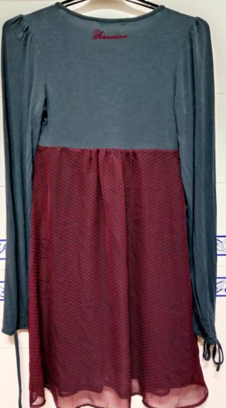 Vestido Formarina gris y rojo