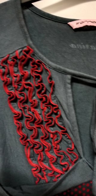Vestido Formarina gris y rojo
