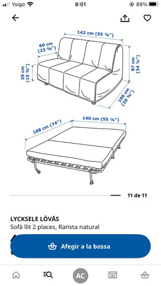 Sofà llit amb funda Ikea