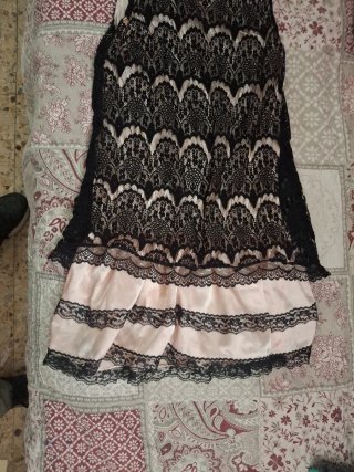 Vestido fiesta ceremonia encaje negro rosa
