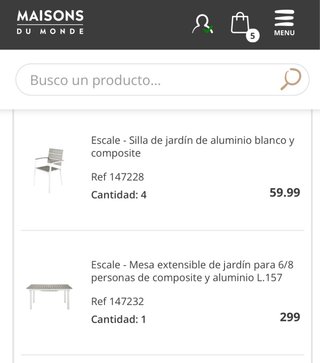 Mesa y 4 Sillas Exterior Beige/Blanco