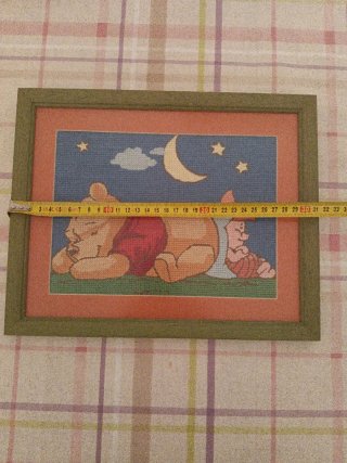 Cuadro bordado a mano Winnie Pooh y Piglet