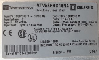 Variador Frecuencia Altivar ATV58F 11KW/15HP