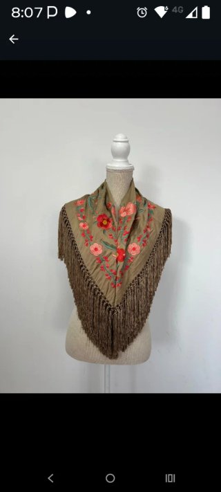 Mantón Flamenco Bordado con Flecos