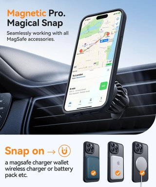 Cover Magnetica per iPhone 14 Pro, Compatibile con MagSafe, Cover Posteriore Opaca Traslucida, Nero
