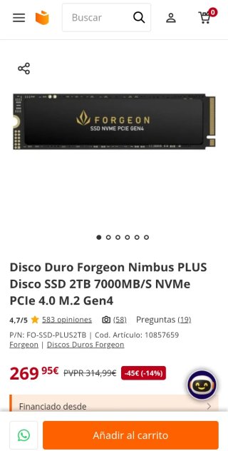 SSD Forgeon Nimbus PLUS 2TB NVMe PCIe Gen4 NUEVO.