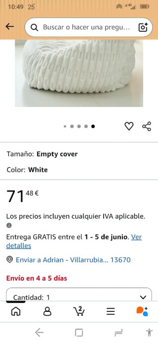 Funda Puf Grande SXBCyan Blanca