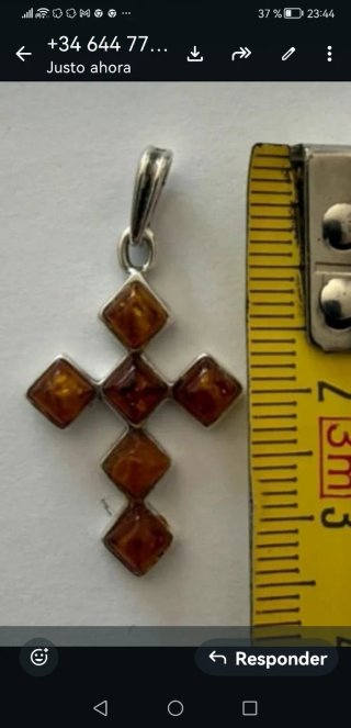 Colgante Cruz Plata y Ámbar