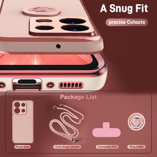 Funda para Xiaomi Redmi Note 13 Pro 5G/Poco X6 5G con Cuerda y Anillo de Soporte 360°