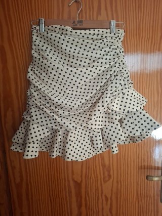 Falda volantes lunares beige y negro