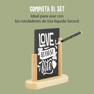 Pizarra de Mesa - Pizarra Portamenús de Doble Cara - Acabado Madera de Haya Lacada - Café, Bar, Restaurante - 15 x 21 cm