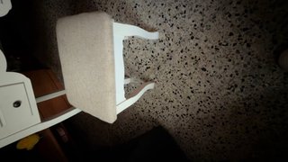 Toeletta in legno con specchio e sgabello